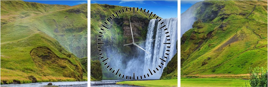 Obraz - Wodospad Seljalandsfoss (z zegarem) (90x30 cm)