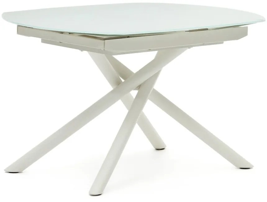 Biały rozkładany stół ze szklanym blatem 100x130 cm Yodalia – Kave Home