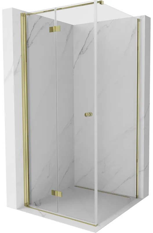 Mexen Mist-F kabina prysznicowa składana lewa 95 x 95 cm, transparent, złota - 8A6T-095-095-50-00-L