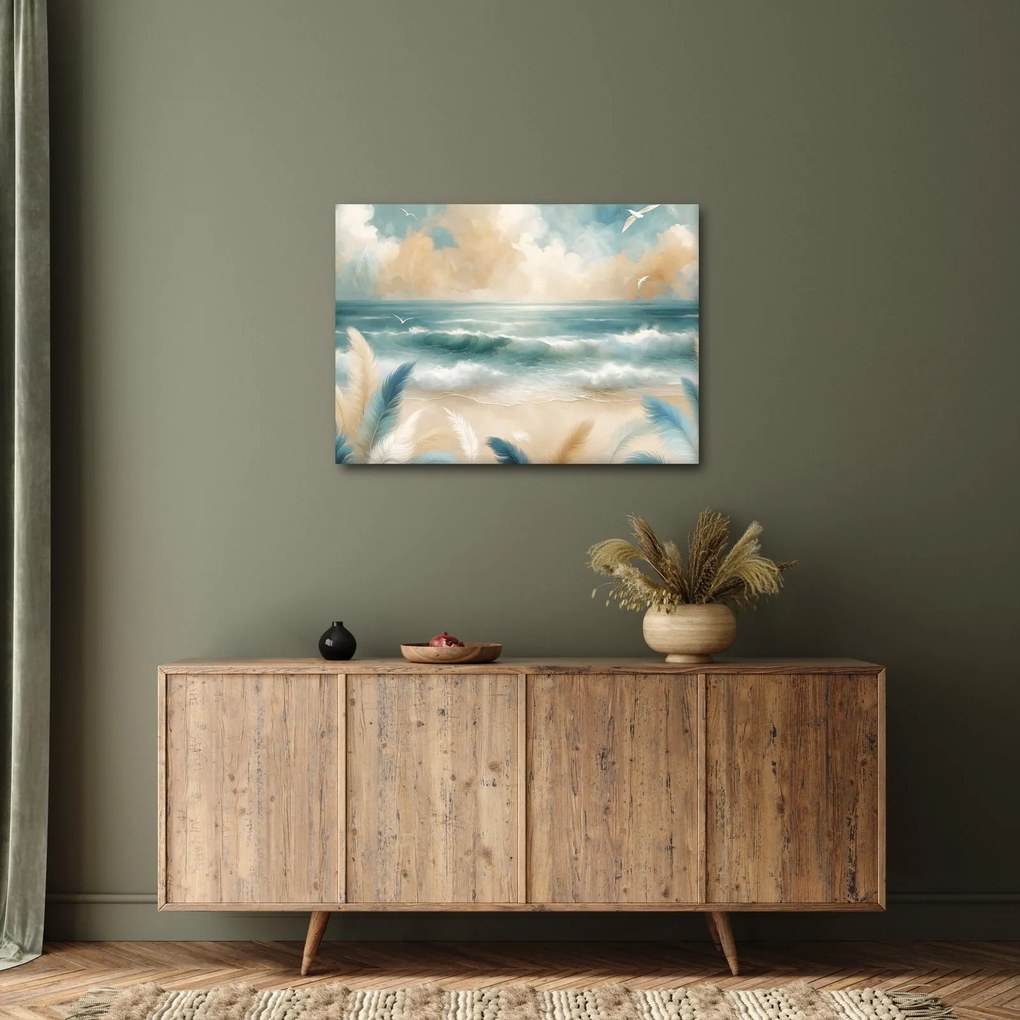 Obraz – Malowana plaża w delikatnych kolorach (70x50 cm)