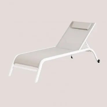 Leżak Z Regulowanym Oparciem Z Poduszką Therys Piaskowy Szary - Sklum