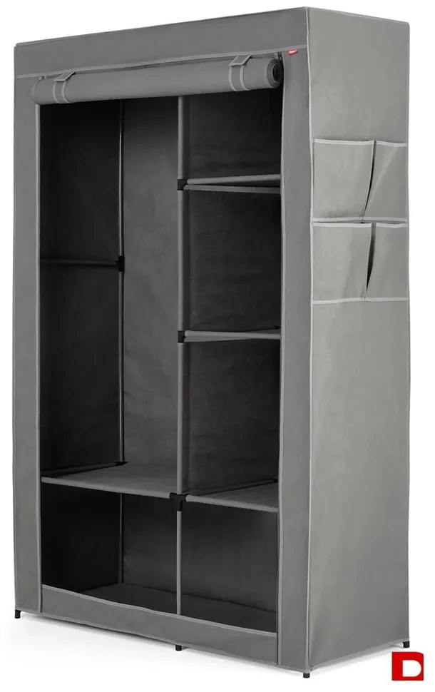 Szara tekstylna szafa 105x161 cm – Rayen