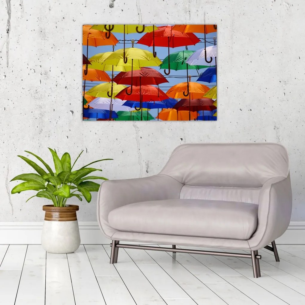Obraz kolorowych parasoli (70x50 cm)