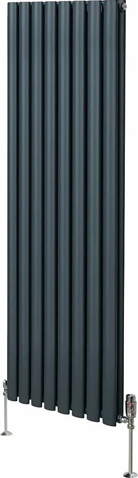 Grzejnik kolumnowy owalny z zaworami – 1600 mm x 480 mm – antracytowo-szary