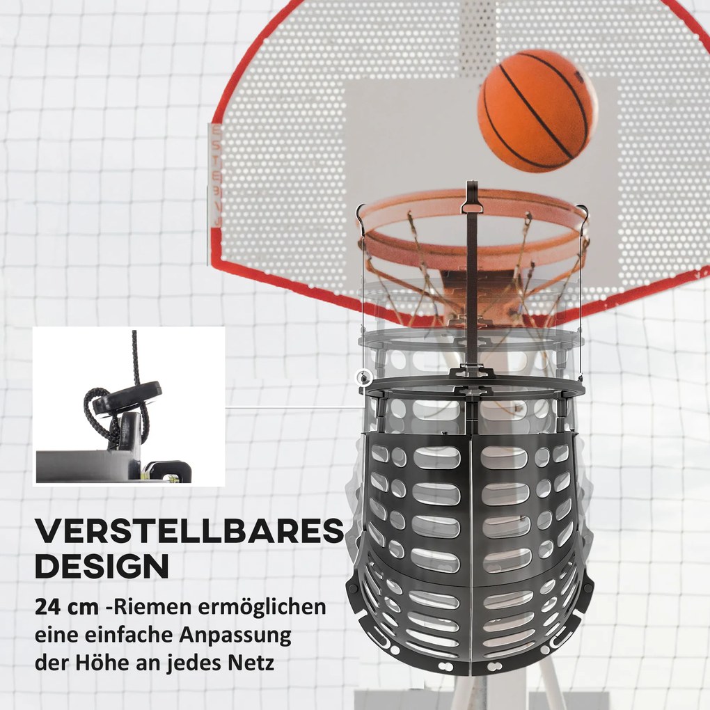 SPORTNOW Rebounder do koszykówki, regulowana wysokość, obrót 360°, Plastik, 35,6Dł x 35,6S x 75,5W cm, Czarny