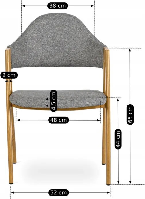 Krzesło Tapicerowane do Salonu RUIZ Szare Nowoczesne Loft