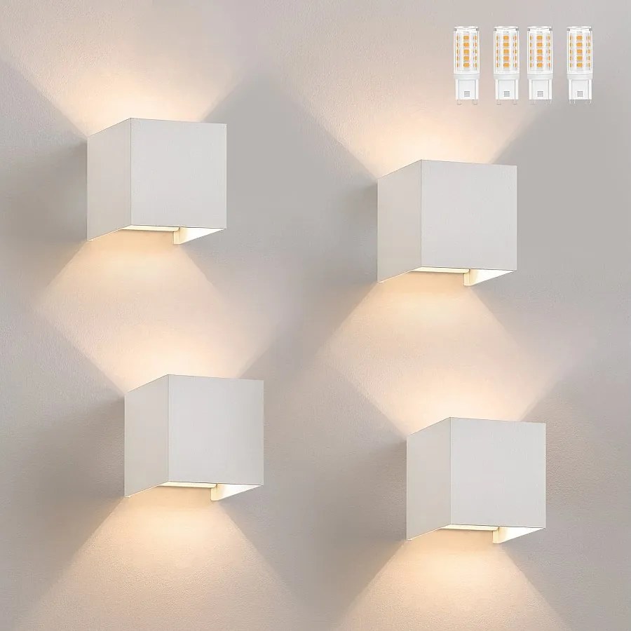 NETTLIFE Zestaw 4 kinkietów LED Ext, ciepła biel IP65, do domu, sypialni, korytarza, klatki schodowej