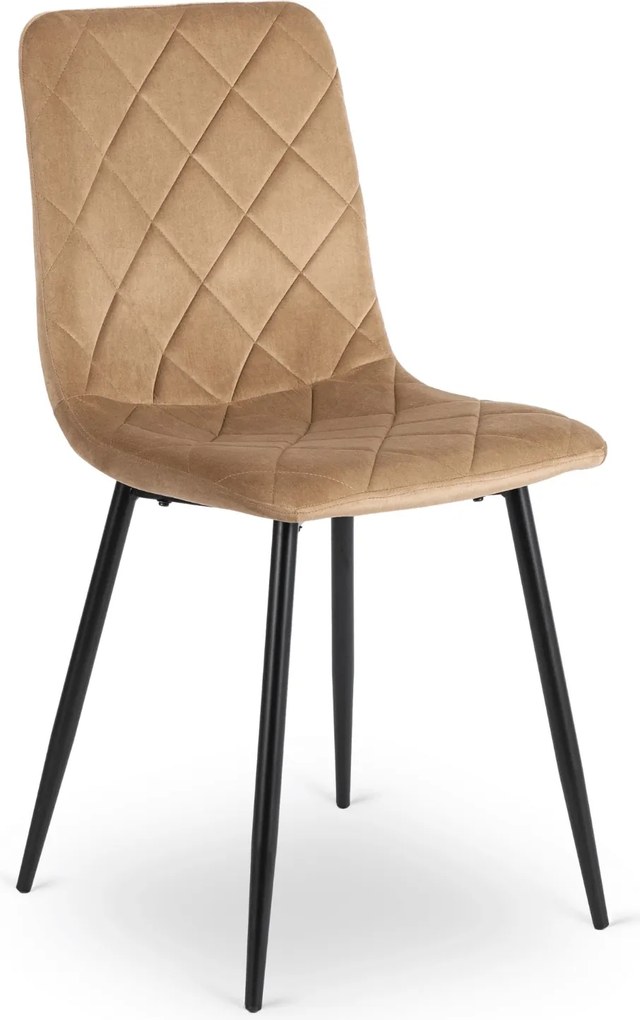 Krzesło Tapicerowane FORIS Beżowe Welurowe Nowoczesne