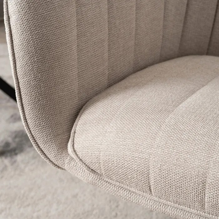 Krzesło Tapicerowane Obrotowe do Salonu MUMBAI Kremowe Nowoczesne