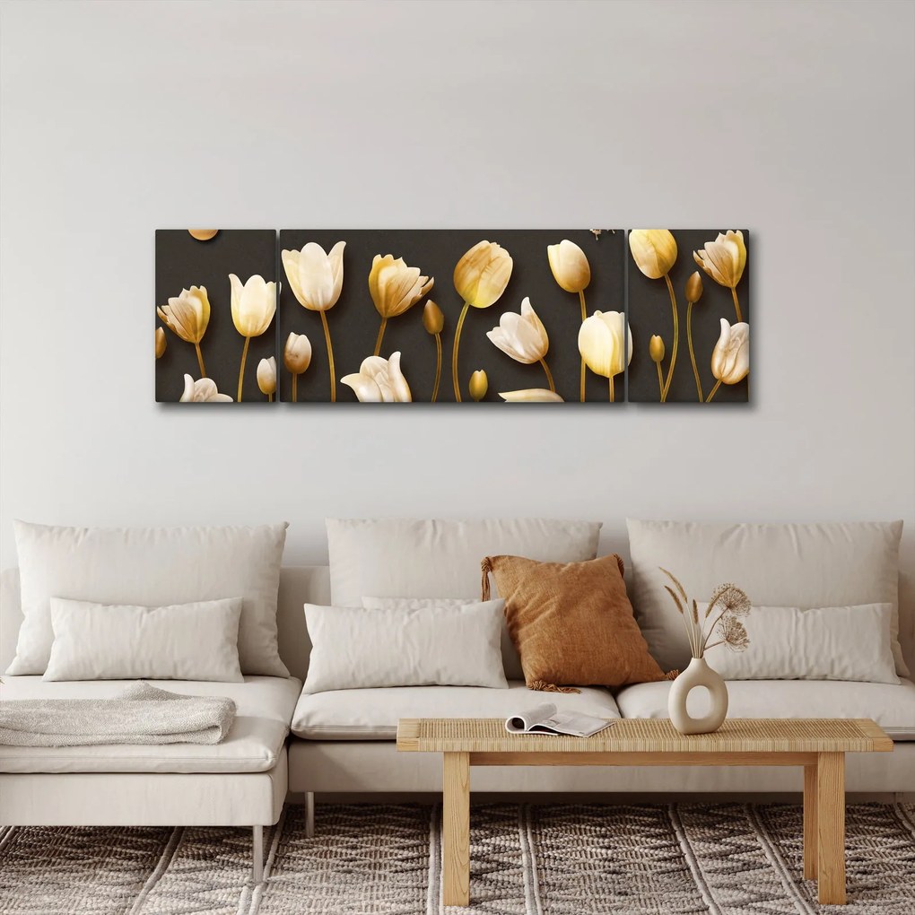 Obraz - Tulipany - abstrakcja (170x50 cm)