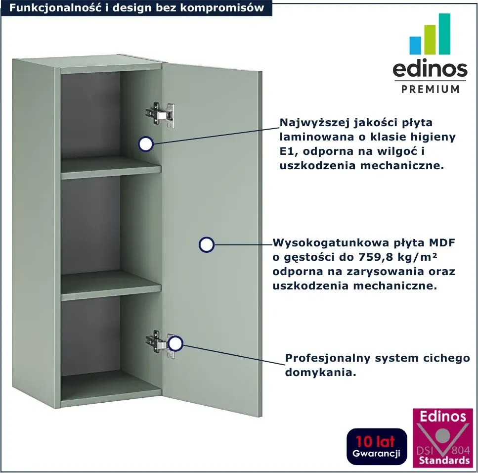Zielony wiszący półsłupek łazienkowy G7-W84