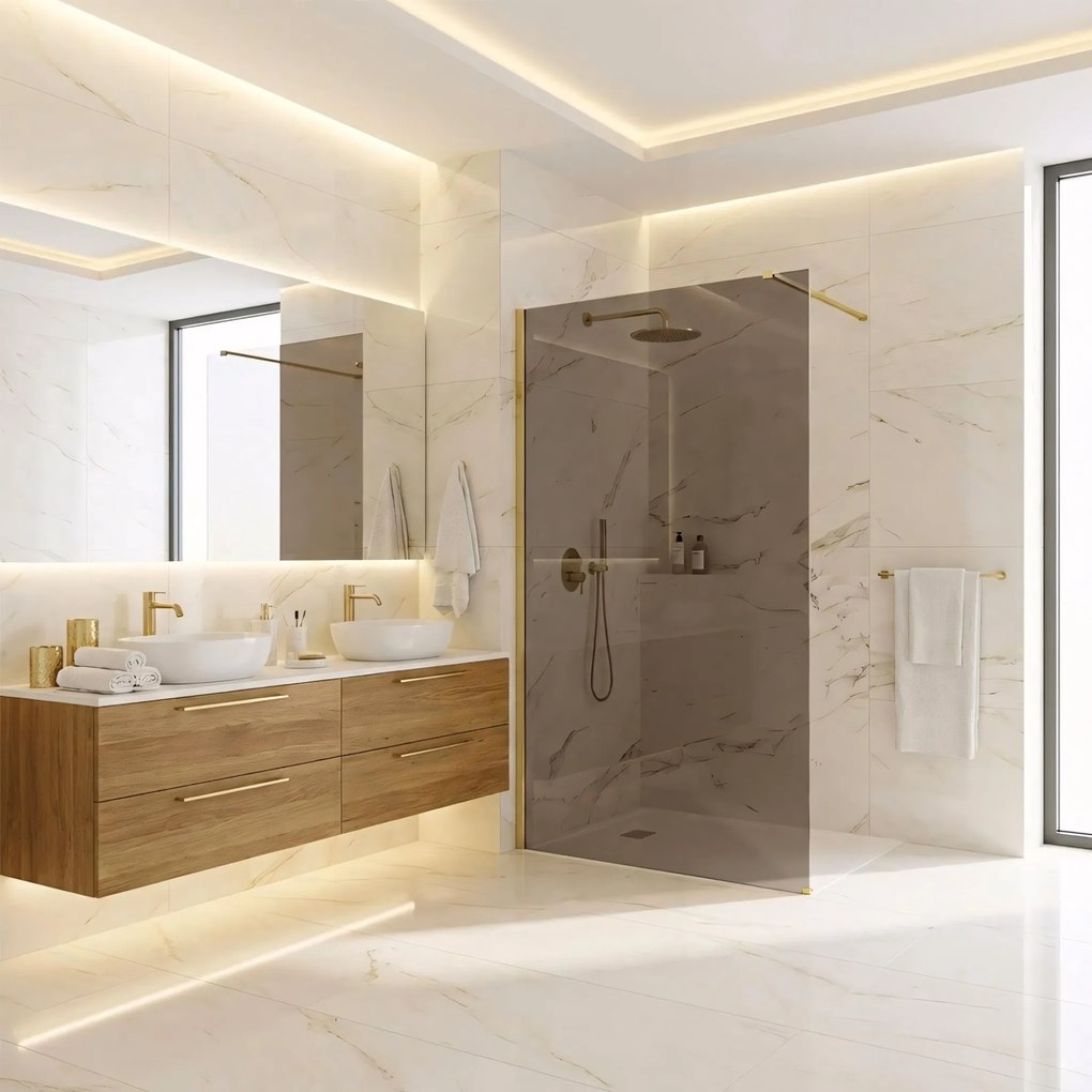 Kabina prysznicowa Walk-In Rea Flexi Brown / Brush Gold 110