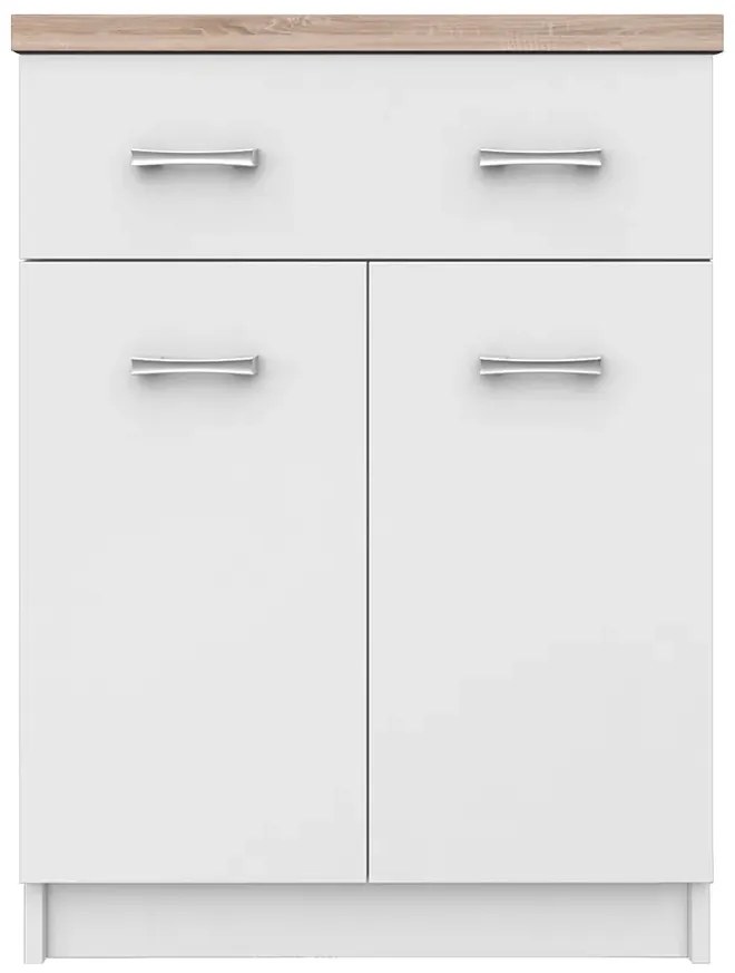 Biała komoda z szufladą i półkami 60 cm E8-N93