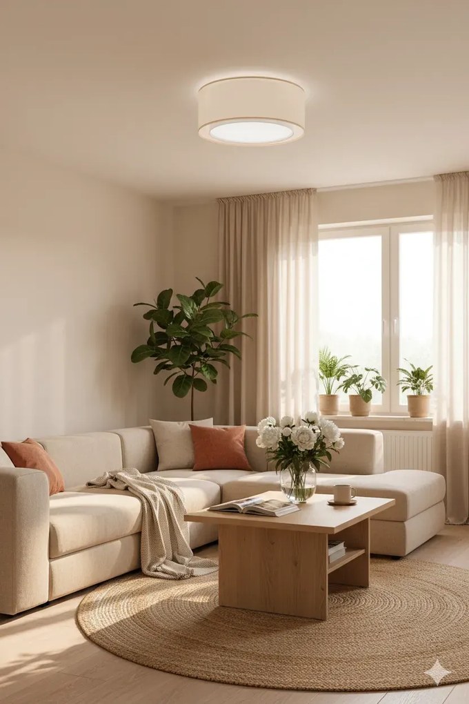 Kremowy minimalistyczny plafon sufitowy - 5X S437 S2-M68