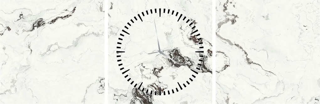 Obraz - Biały marmur (z zegarem) (90x30 cm)