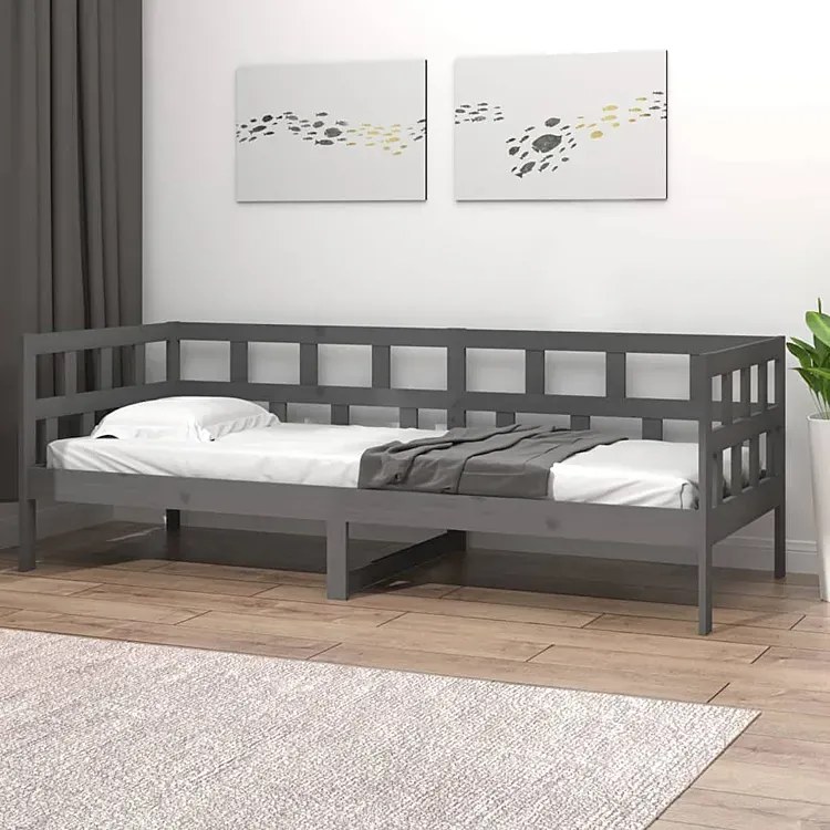 Szara leżanka łóżko dzienne sosnowe 80x200 C6-T90