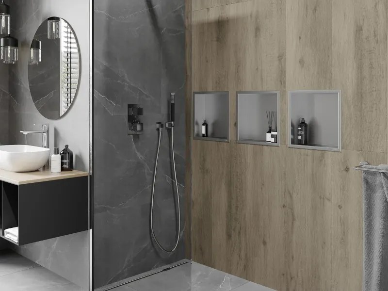 Mexen X-Wall-R półka wnękowa z kołnierzem 30 x 30 cm, inox - 1910303010