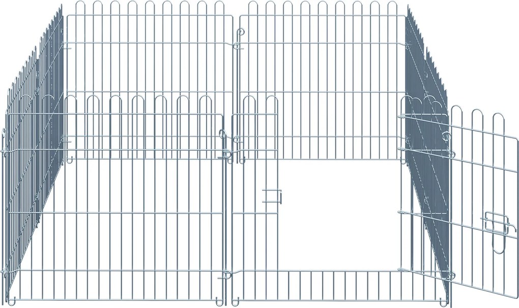 PawHut Płotek Kojec dla Szczeniąt 8 Części 63x60cm Srebrny | Aosom PL