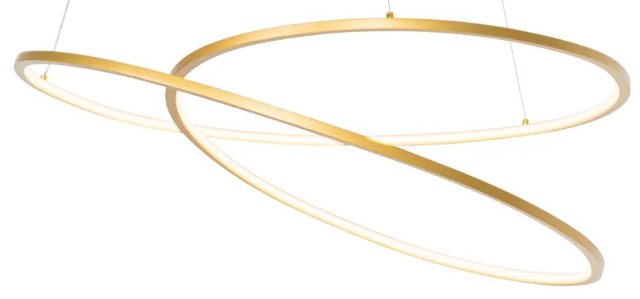 Designerska lampa wisząca złota 72 cm z wbudowanym LED 3-stopniowo ściemnialna - RowanDesignerski Oswietlenie wewnetrzne