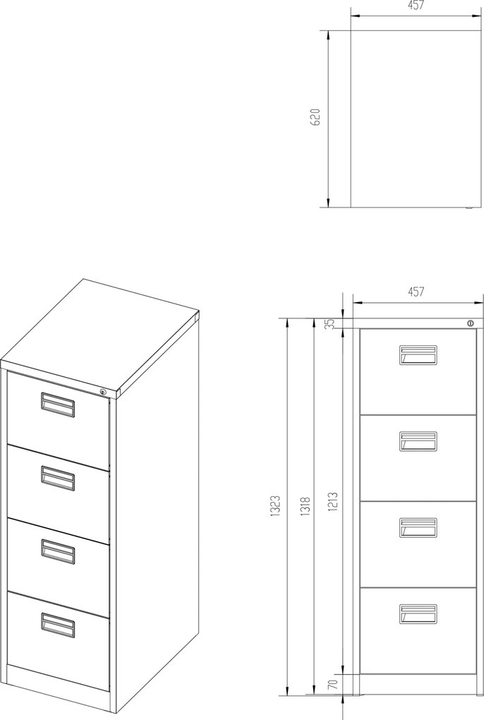 Metalowa szafka kartotekowa 46x62x132 cm Sara V4, czarna