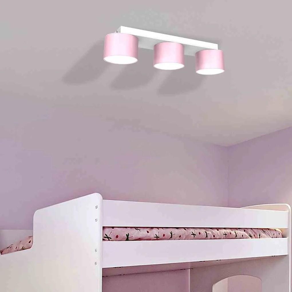 Lampa sufitowa DIXIE Pink/White 3xGX53, potrójna, na listwie, różowa
