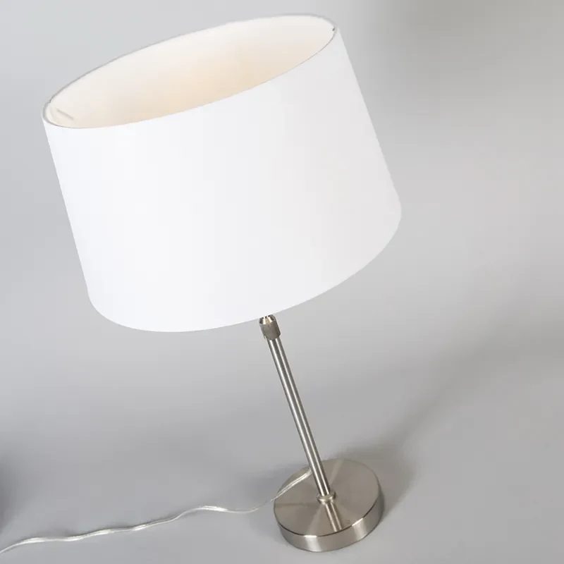Lampa stołowa regulowana stal klosz biały 35cm - Parte Nowoczesny Oswietlenie wewnetrzne