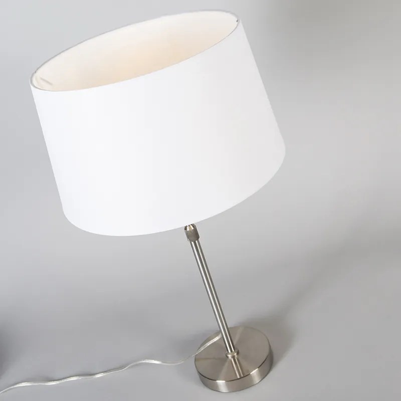Lampa stołowa ze stali z białym kloszem 35 cm regulowana - Parte Nowoczesny Oswietlenie wewnetrzne