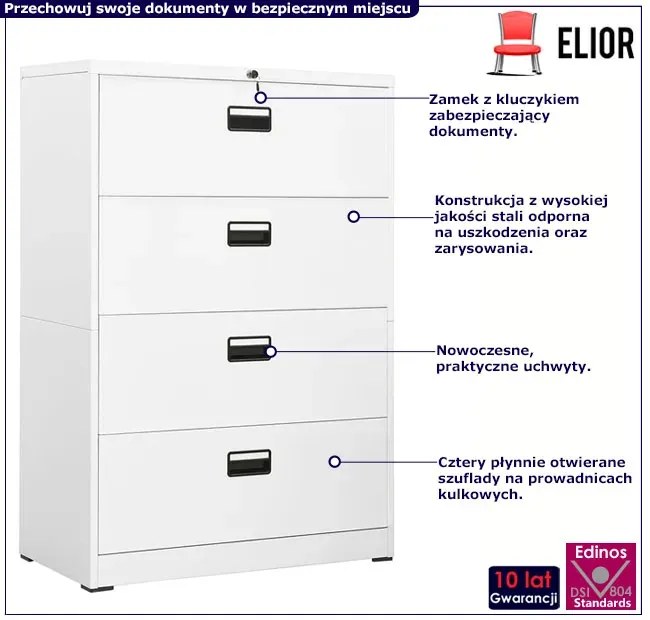 Biała zamykana szafka biurowa z szufladami C2-B27