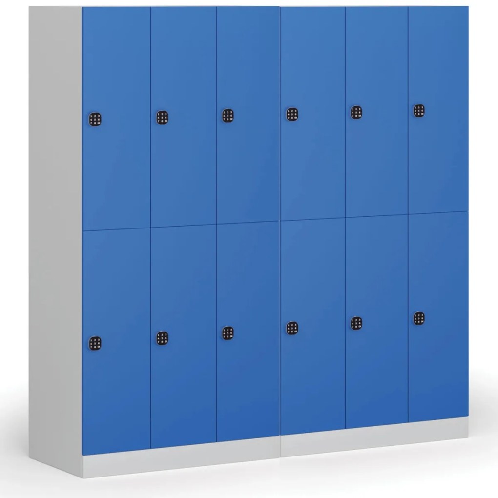 Szafka skrytkowa S1, 6 schowków, 1850 x 900 x 500 mm, zamek kodowy, drzwi niebieskie
