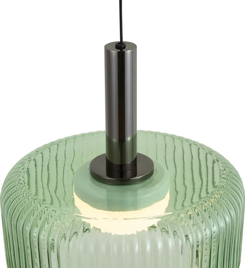 Designerska lampa wisząca Fiera, grafitowa, z zielonym szkłem, zintegrowanym LED, 3-stopniowo ściemnialna, 5-punktowa, z systemem Easylift