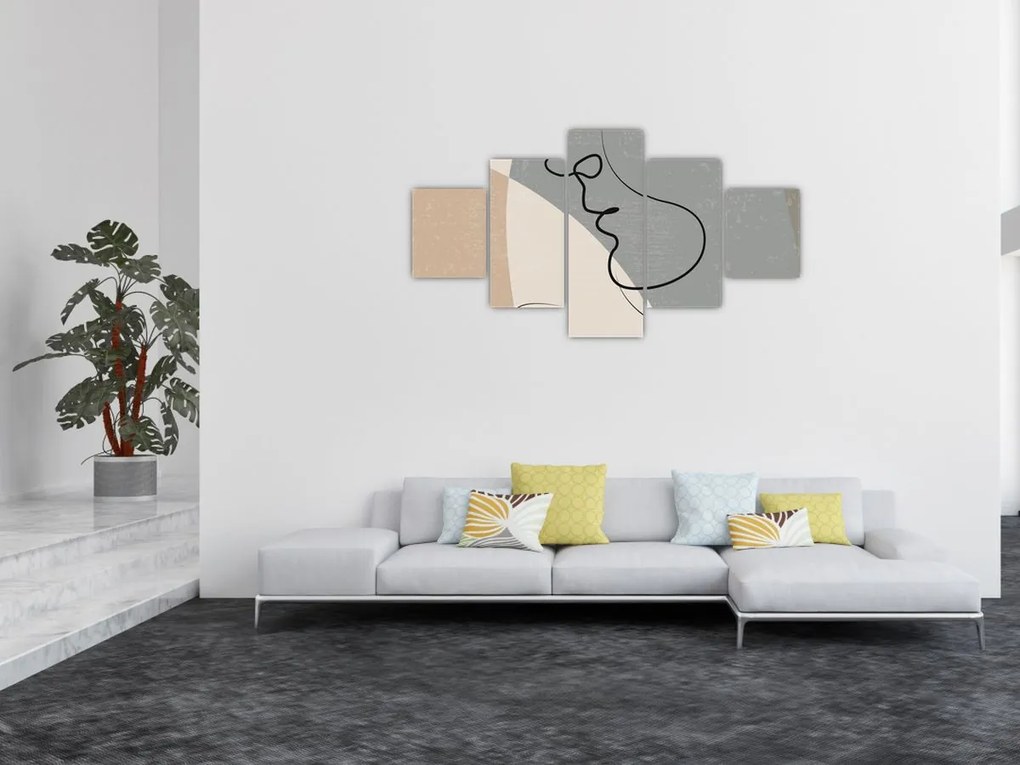 Obraz - Line art dwie twarze (125x70 cm)