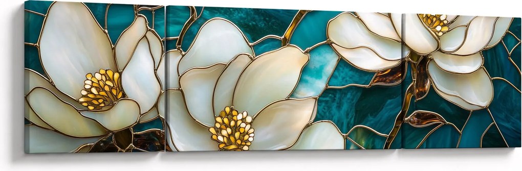 Obraz - Witraż z magnolią (170x50 cm)