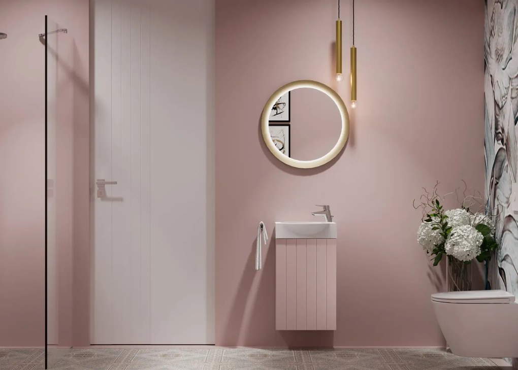 Zestaw Szafka z umywalką DIA 40 cm pudrowy róż półmat KROFAM