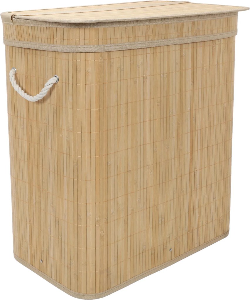 Bambusowy kosz na pranie, dwukomorowy ARVI, 100 l