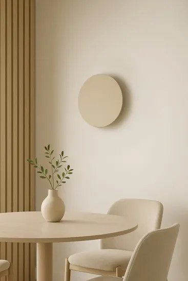 Metalowy kinkiet 20 cm okrągły beżowy R4-S25