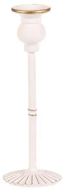 Metalowy świecznik na świecę stożkową 24 cm, biały, 24 cm