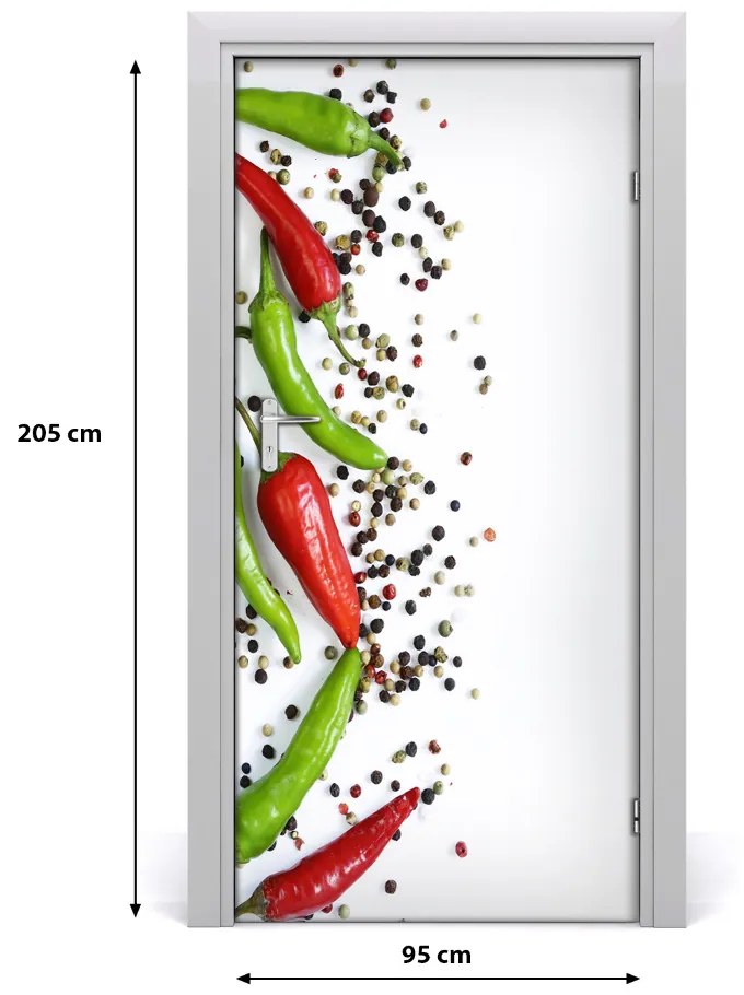 Naklejka na drzwi samoprzylepna Papryczki chilli