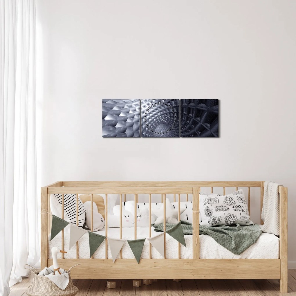 Obraz - Abstrakcja 3D (z zegarem) (90x30 cm)