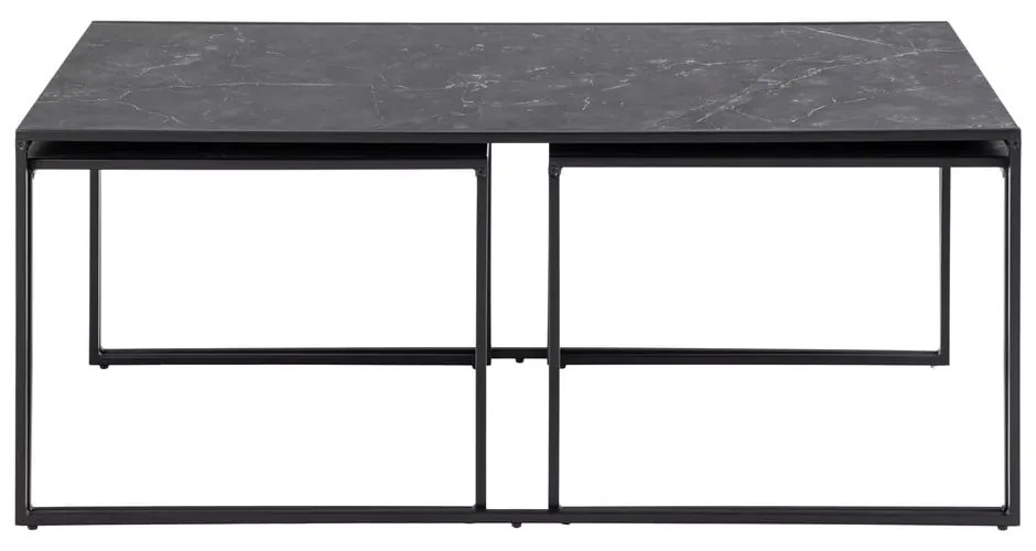 Stoliki z blatem w dekorze marmuru w kolorze matowej czerni zestaw 3 szt. 60x120 cm Infinity – Actona
