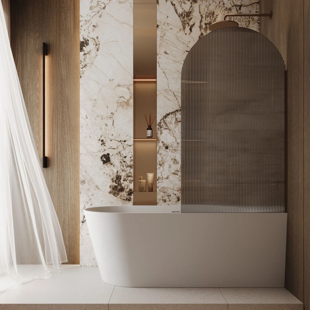 Parawan nawannowy owalny ARTE WELLE Oval Grafit szkło grafitowe ryflowane | Różne rozmiary : Kolor profili kabiny - chrom / srebrny, Rozmiar - 80x150 cm