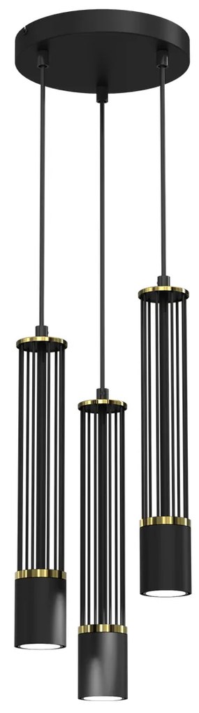 Lampa wisząca ESTILO 3xGU10, potrójna, czarne tuby, na kole