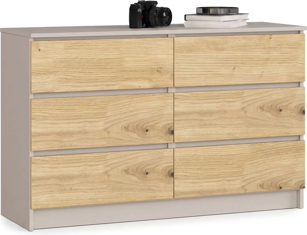 Komoda z 6 szufladami dąb artisan + kaszmir C4-B35