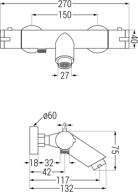 Mexen Kai termostatyczna bateria wannowa, złota - 77300-50