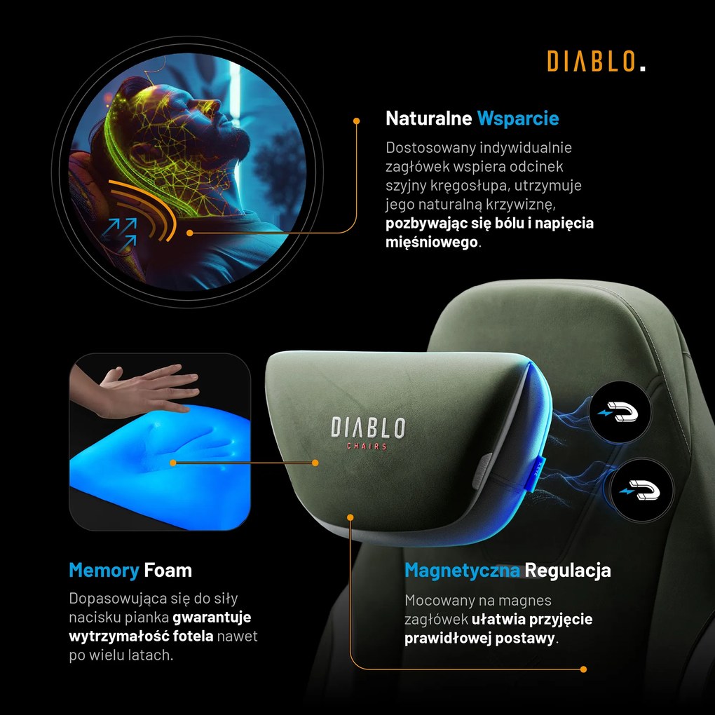 Fotel gamingowy Diablo X.Eye Prime, Normal Size, Gothic Green