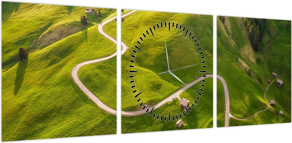 Obraz - Plateau Meadow (z zegarem) (90x30 cm)