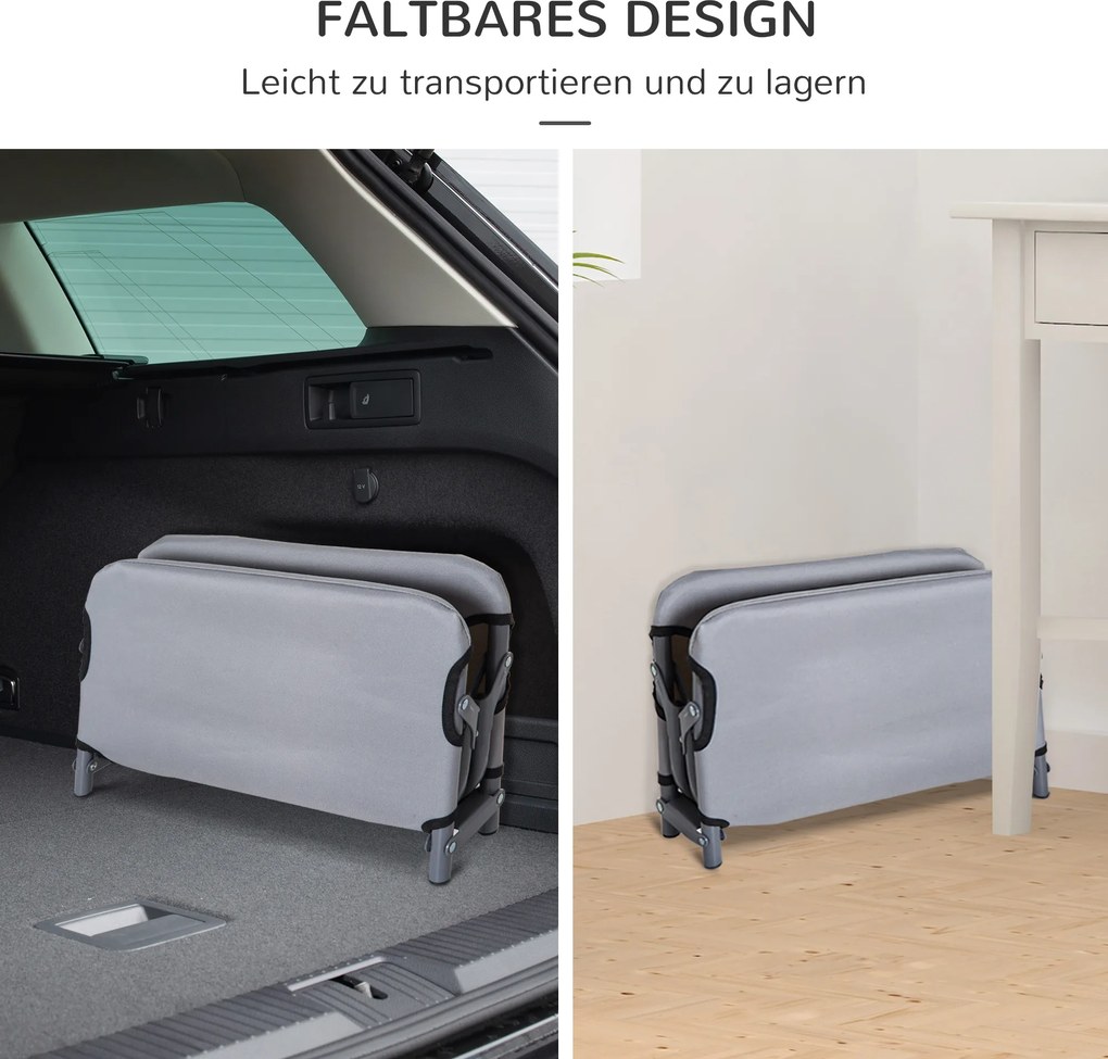 PawHut Leżanka dla psa Składane legowisko Łóżko dla kota Miejsce do spania Szare 59x46x15cm | Aosom PL