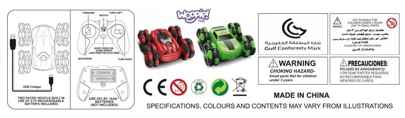 Woopie zdalnie sterowane auto rc akrobata rotacja 360 z pilotem 2,4 ghz
