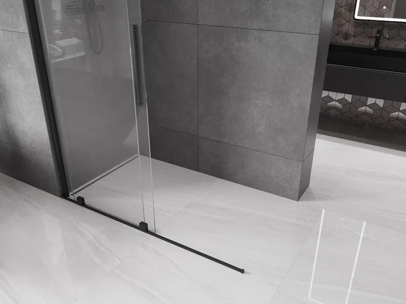 Mexen Velar ścianka prysznicowa rozsuwana Walk-in 150 x 200 cm, transparent 8 mm, czarna - 871-150-000-03-70