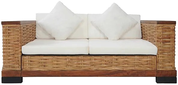 Sofa Otma 2A dwuosobowa - rattan + brąz
