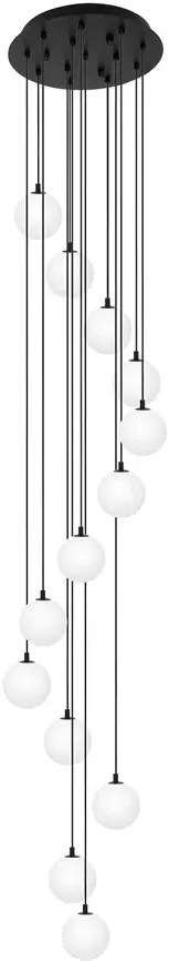 Lampa z wiszącymi szklanymi kloszami biała długa H1-M86